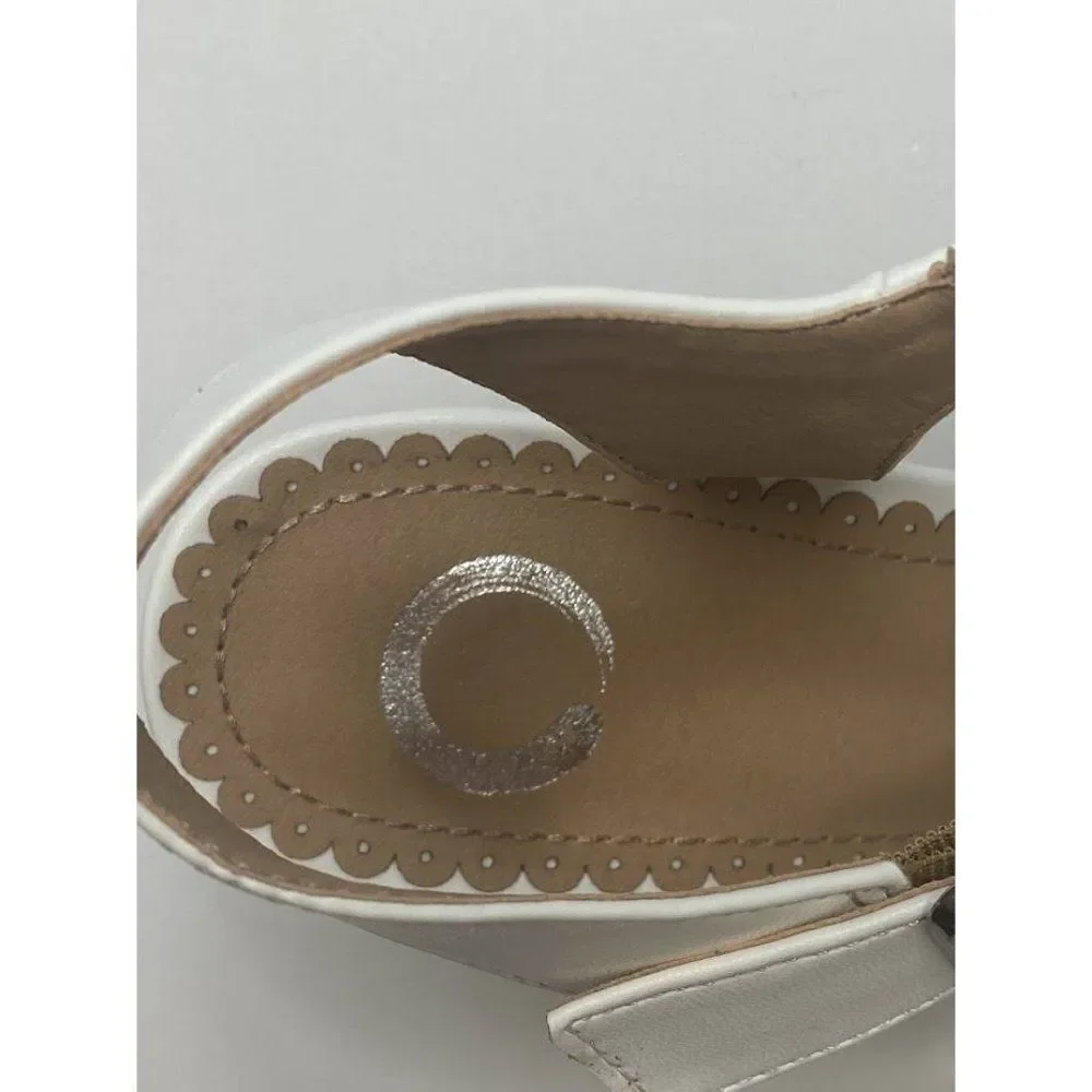Journee Collection Wedge Dress Sandal‎ Women's 10 White Adjustable Strap NEW